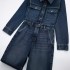 Cross border foreign trade women's clothing 2023 autumn new French style front pocket decoration denim jumpsuit 0108235