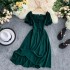 2020 New Summer Dress with Mushroom Edge One Piece Neck Bubble Sleeves, Careful Machine Lace, Retro Dress, Summer