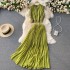 Seaside vacation set 2021 new women's lace top high waist slimming pleated chiffon skirt two-piece set