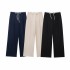 2024 Spring New Double layered Waist Elastic Waist Drawstring Design Loose and Slimming Casual Pants for Women 1608225