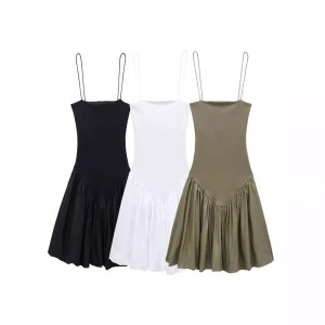 Wholesale of women's clothing, French style pure desire style ribbed poplin patchwork suspender dress, women's summer new style, women's 4174347