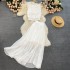 Seaside vacation set 2021 new women's lace top high waist slimming pleated chiffon skirt two-piece set