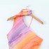 AliExpress foreign trade wholesale 2024 spring new women's clothing European and American style hanging neck backless color blocked slim fit dress for women