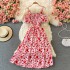 2021 summer new Korean version small fresh floral dress with gentle French style temperament, waist cinching and slimming camisole dress