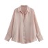 Foreign Trade 2023 Autumn New Women's Clothing European and American Versatile Silk Texture Long Sleeve Shirt for Women