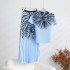 2023 Summer New Miyake Wrinkle Fashion Slimming Small Shirt Printed Hundred Fold Half Skirt Two Piece Set for Women