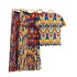 2023 Summer New Miyake Wrinkle Fashion Slimming Small Shirt Printed Hundred Fold Half Skirt Two Piece Set for Women