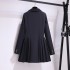 College style suit dress 2024 Spring and Autumn collection waist cinched JK uniform Hepburn black dress, sexy pleated dress for ladies