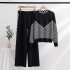 European station small fragrance style socialite temperament early autumn grid age reduction light mature style women's clothing European goods knitted two-piece set trend