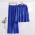 European Station Fashion Knitted Set Rose Button Loose Long Sleeve Solid Color Set Wide Leg Loose Slimming Foreign Trade