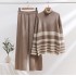 European and American commuting striped high neck two-piece set, autumn and winter loose foreign trade temperament knitted set, sweater, wide leg pants