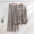 Cross border European and American fashion western-style knitted suit women's 2024 autumn and winter new style pullover sweater wide leg pants suit trend