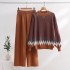 Large size women's clothing European and American fashion knitted suit women's autumn and winter new style temperament loose sweater wide leg pants two-piece set women