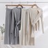 2023 autumn and winter new lazy style knitted wide leg pants set for women's casual fashion sweater temperament two-piece set