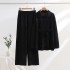 Cross border European and American fashion western-style knitted suit women's 2024 autumn and winter new style pullover sweater wide leg pants suit trend