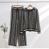 Xiaoxiangfeng casual outfit set for women, European and American fashion jacquard knitted top+wide leg pants, women's fashionable two-piece set