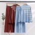 2023 Early Autumn New Fashion Set Korean Edition Loose Striped Knitted Top Casual High Waist Drop pants