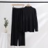 Fashion Solid Color Knitted Set for Women 2023 Early Autumn New Korean Edition Loose Sweater Wide Leg Pants Two Piece Set Trendy