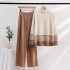 2023 Early Autumn New Casual Fashion Set Fashionable Aging Knitted Top Wide Leg Pants Two Piece Set for Women