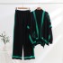 Cross border leisure suit women's autumn and winter new style temperament lazy style knitted sweater shawl cape wide leg pants three piece set