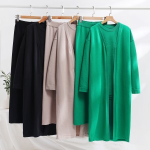 New loose knit three piece set for women's autumn long sleeved cardigan in Europe, cross-border trend, slimming and casual