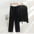 Small niche design foreign trade wool knitted sweater two-piece set solid color casual small fragrant style jacket woven belt H-shaped