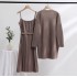 Women's Knitted Sweater Strap Skirt Two piece Set 2023 Early Autumn New Loose Korean Edition Lazy Style Two piece Set for Women