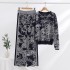 European and American high-end printed knitted fashion suit women's autumn and winter long sleeved sweater+high waist slimming long pants