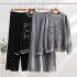 American style three-dimensional embroidery new knitted round neck wide leg pants set, fashionable foreign trade style, simple temperament, two pieces