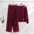 Xiaoxiangfeng casual outfit set for women, European and American fashion jacquard knitted top+wide leg pants, women's fashionable two-piece set