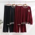 American style 3D embroidery knitted two-piece set, cross-border color blocking splicing, loose two-piece set, autumn and winter independent station