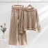 Xiaoxiangfeng casual outfit set for women, European and American fashion jacquard knitted top+wide leg pants, women's fashionable two-piece set