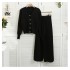 Fashion and casual knitted suit for women, autumn and winter thick temperament, V-neck cardigan, high waisted drawstring wide leg pants two-piece set