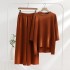 Spring Knitted Two Piece Women's Front Short Rear Long Split Korean Edition Hoodie with Mid Sleeve Top+Slimming Loose Wide Leg Pants