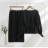 Fashion Set for Women 2023 Spring and Autumn Vintage Bag Hip, Waist, and Slimming Knitted Dress Two Piece Set Round Neck Solid Color