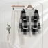 European and American jacket knitted three piece set medium long sweater set checkered cardigan cross-border casual slimming European station