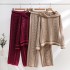 Xiaoxiangfeng casual outfit set for women, European and American fashion jacquard knitted top+wide leg pants, women's fashionable two-piece set