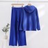 European Station Fashion Knitted Set Rose Button Loose Long Sleeve Solid Color Set Wide Leg Loose Slimming Foreign Trade