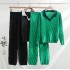 Fashion Knitted Set 2023 Spring and Autumn New Korean Version Half Open Collar Head Knitted Top Casual Pants Two Year Set