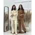 Cross border European and American fashion western-style knitted suit women's 2024 autumn and winter new style pullover sweater wide leg pants suit trend