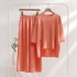 Spring Knitted Two Piece Women's Front Short Rear Long Split Korean Edition Hoodie with Mid Sleeve Top+Slimming Loose Wide Leg Pants