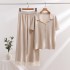 2024 Cross border Leisure Home Set Women's Age Reducing Wide Leg Pants Loose Knitted Short Sleeve Tassel Knitted Two Piece Set Women