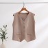 French V-neck ice silk knitted cardigan women's outerwear vest vest vest jacket dopamine wearing sleeveless top