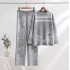 Cross border ink painting navigation map European station knitted fashion suit sweater loose wide leg pants two-piece set art