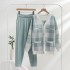 European and American jacket knitted three piece set medium long sweater set checkered cardigan cross-border casual slimming European station