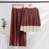 2023 Early Autumn New Knitted Set Fashion Color Contrast Splicing Top Loose and Slim Wide Leg Pants Two Piece Set for Women