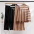 2023 Early Autumn New Fashion Set Korean Edition Loose Striped Knitted Top Casual High Waist Drop pants