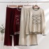 American style three-dimensional embroidery new knitted round neck wide leg pants set, fashionable foreign trade style, simple temperament, two pieces