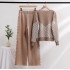 European station small fragrance style socialite temperament early autumn grid age reduction light mature style women's clothing European goods knitted two-piece set trend