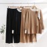 2024 summer new Korean version slim fit round neck side strap design with waist cinching slit for slimming and versatile outfit